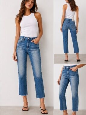 Adriano Goldschmied (AG) Cropped Straight Leg Jeans – Raw Hem Size 24